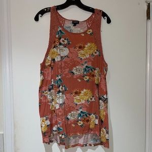 Floral & Lace Torrid Tank Top, Pink, Size 2